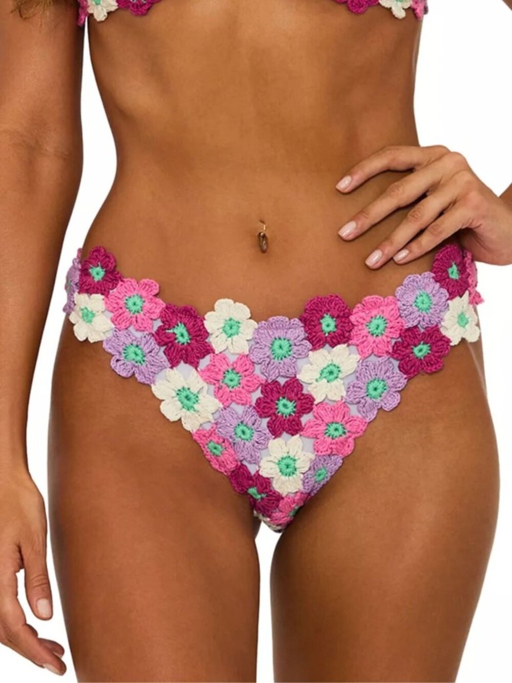 New! Beach Riot Love Flower Kaylin Crocheted Floral Bikini Bottoms 34165